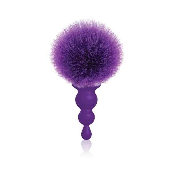 The 9''s Cottontails Silicone Bunny Tail Butt Plug Beaded Purple
