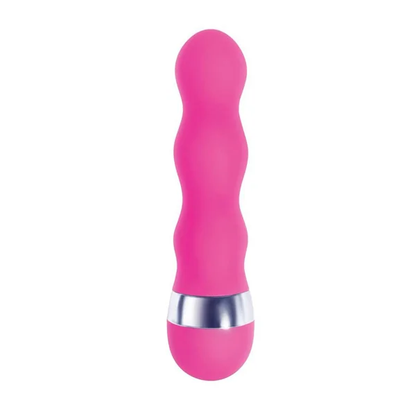 The 9`s – Pinkies, Curvy Silicone Mini Vibrator 4.5in – Pink