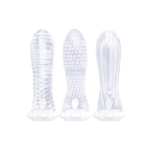 The 9’s – Vibrating Sextenders, 3-Pack, Nubbed, Contoured, Ribbed