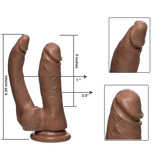 The D Double Dippin Realistic Double Penetration Dildo Firmskyn Caramel