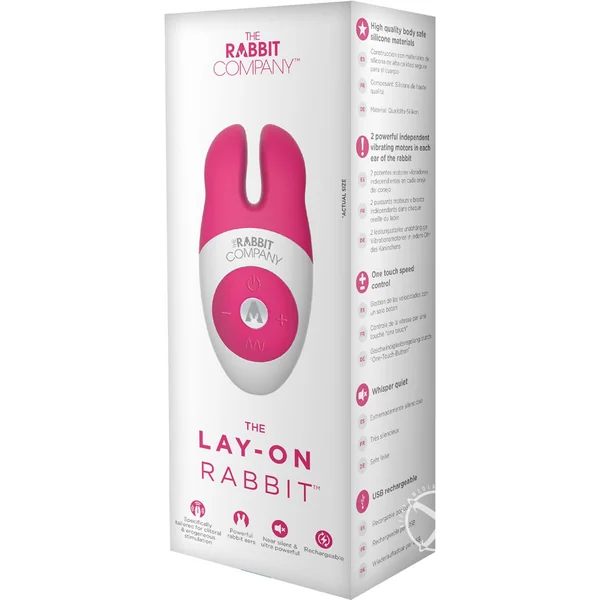 The Lay On Silicone Rabbit Clitoral Vibrator Hot Pink