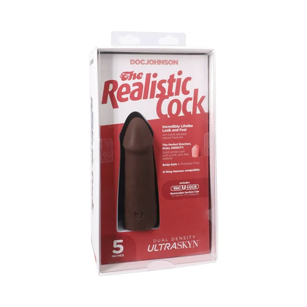 The Realistic Cock 5 inches ULTRASKYN Vac-U-Lock Dildo Chocolate