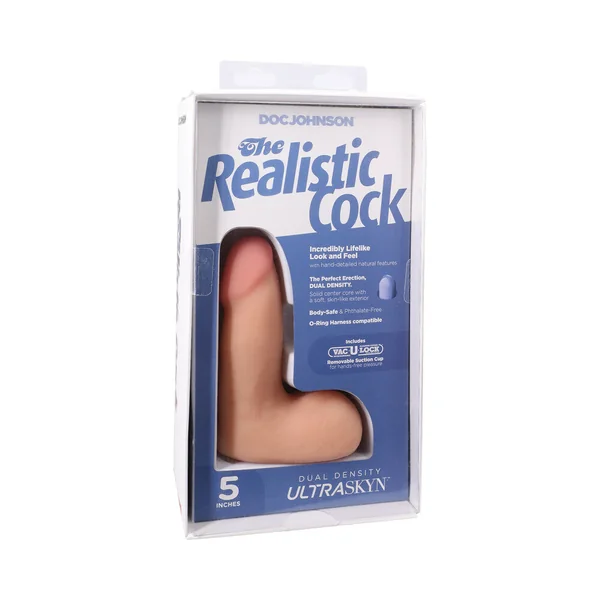 The Realistic Cock 5 inches ULTRASKYN Vac-U-Lock Dildo with Balls Vanilla