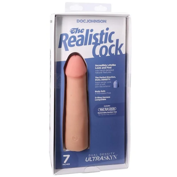 The Realistic Cock Ultraskyn Removable Vac-U-Lock Suction Cup 7in - Vanilla