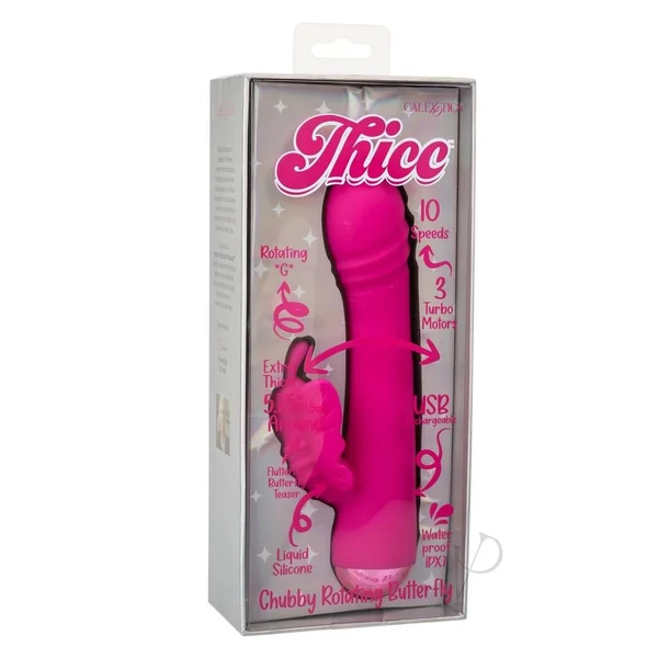 Thicc Chubby Rotating Rechargeable Silicone Butterfly Rabbit Vibrator- Purple