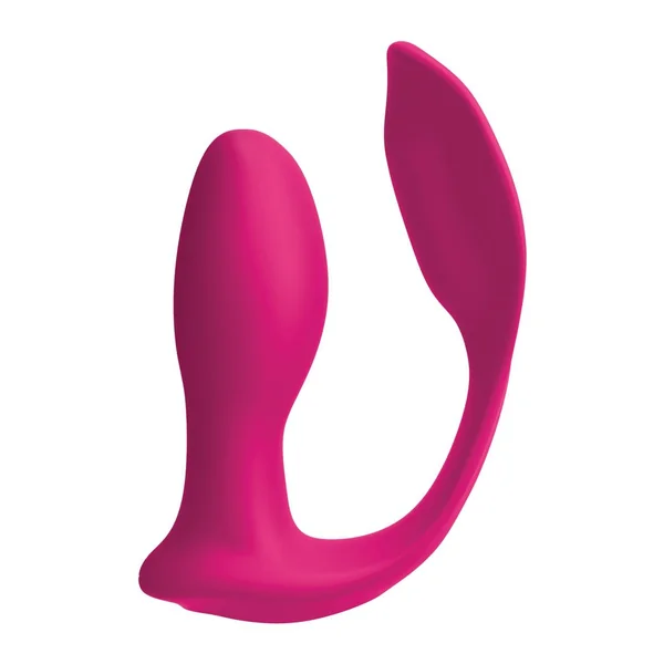 Threesome Double Ecstasy Silicone Vibrator Multi Speed USB Rechargeable Remote Splashproof Pink