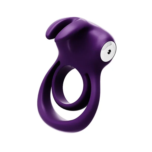 Thunder Bunny Rechargeable Silicone Dual Cock Ring - Deep Purple