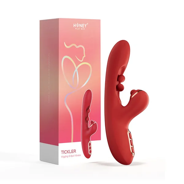Tickler Wiggling G-Spot Vibrator & Tapping Clitoral Stimulator - Red