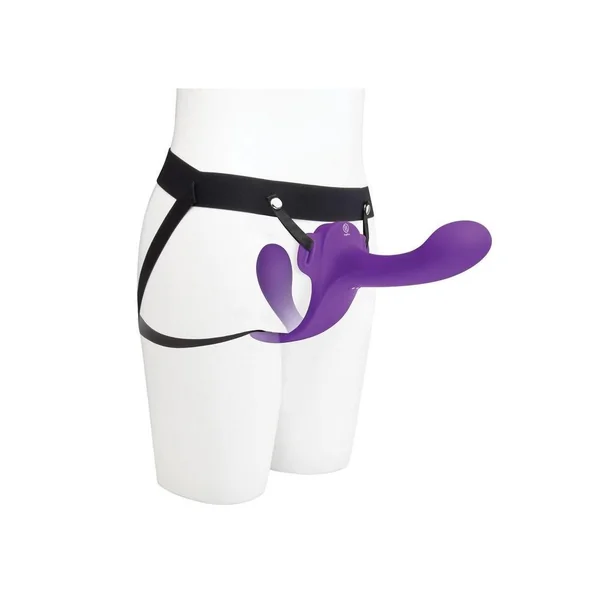 Together Lock-In Dual-Ended Vibrating Rechargeable Strap-On and Harness Set – Purple