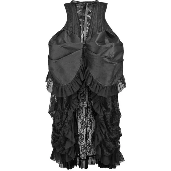 Top Drawer Steel Boned Black Lace Victorian Bustle Underbust Corset Dress