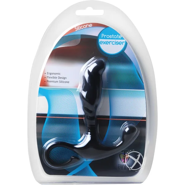 Trinity Vibes Silicone Prostate Massager Black 4.25 Inch
