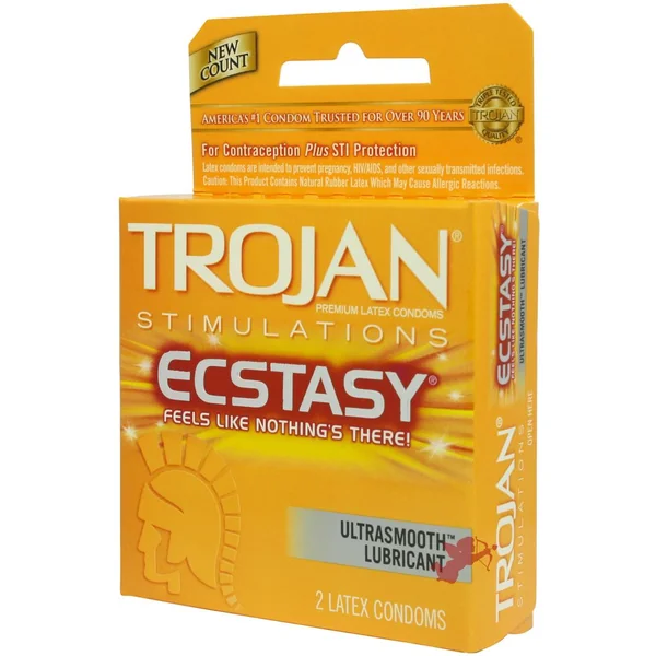 Trojan Ecstasy Condom Stimulations Lubrciated 3 Pack
