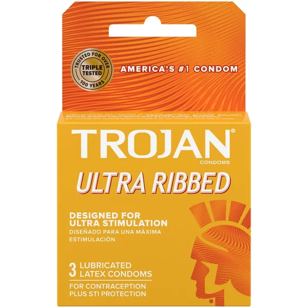 Trojan Stimulations Ultra Ribbed Lubricated Condoms – 3 Pack