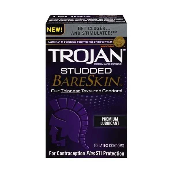 Trojan Studded Bareskin Lubricated Condoms 10 Pack