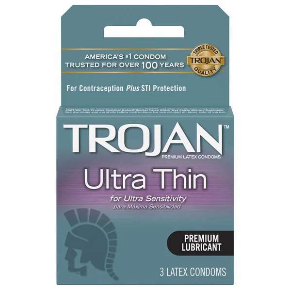 Trojan Ultra Thin Lubricated Condoms - Box of 3