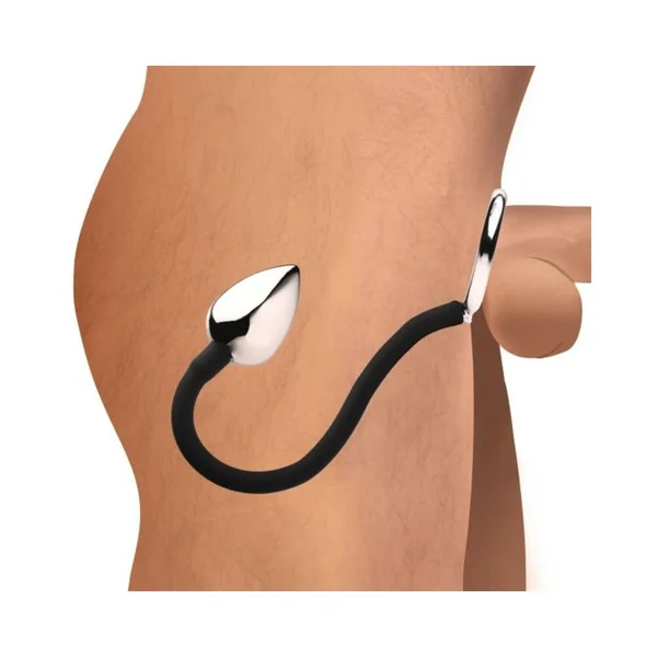 Tug And Plug Cock And Ball Ring With Anal Plug