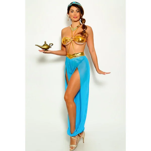 Turquoise Gold Sexy Halter Ring Princess Jas 2 Pc Costume