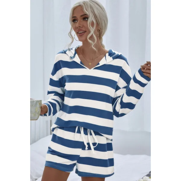Two Pieces Striped Pajama Oversized Long Sleeves Set