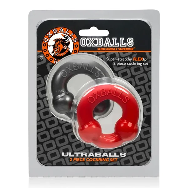 ULTRA BALLS COCKRING 2 PACK STEEL/RED (NET)