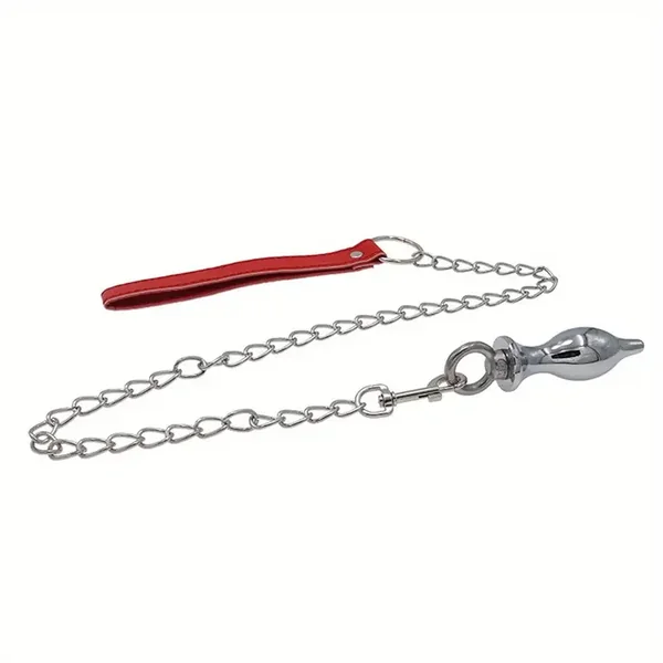 Unisex Metal Butt Plug With Traction Rope Adult Toy For Bedroom Orgasm