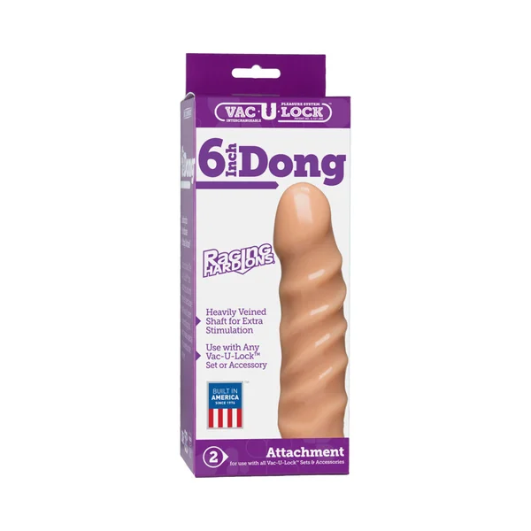 Vac-U-Lock - 6 Inch Dong - Raging Hard-Ons White