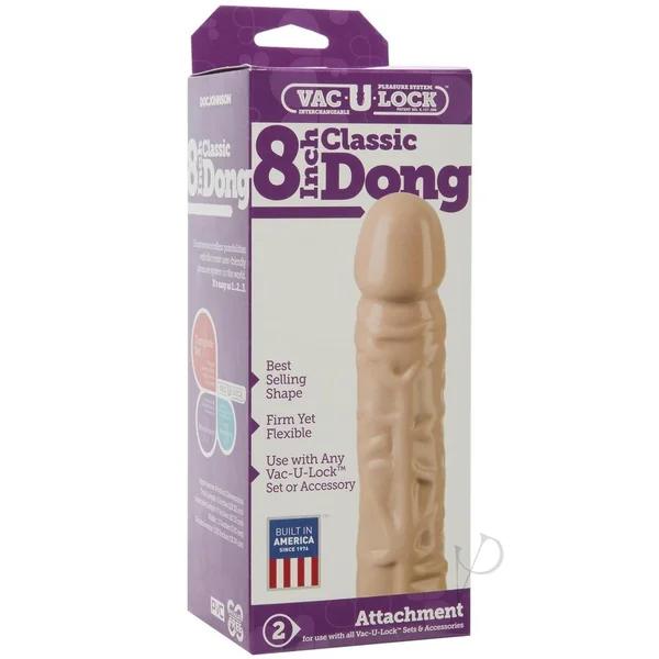 Vac-U-Lock Classic Dildo 8in - Vanilla
