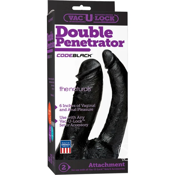 Vac-U-Lock CodeBlack Double Penetrator Dildo - Black