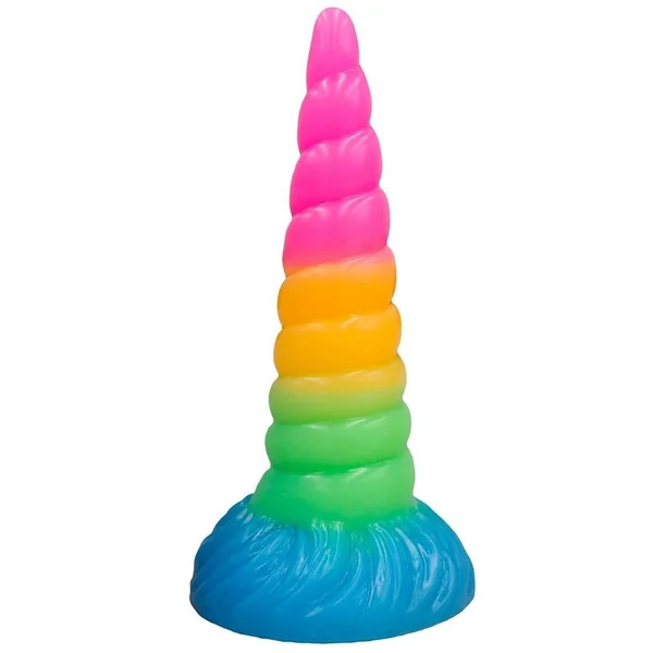Vac-U-Lock Fantasy Fuckers Celestial Unicorn Horn Glow in the Dark Silicone Dildo – Multicolor