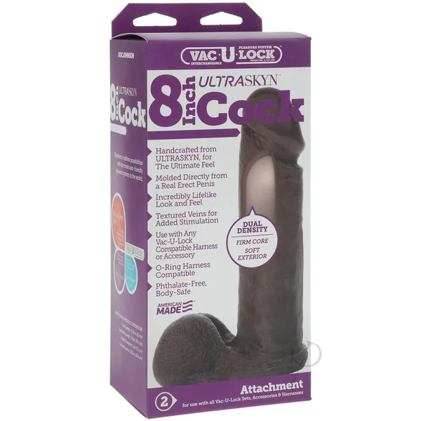 Vac-U-Lock Ultraskyn Dildo 8in - Black