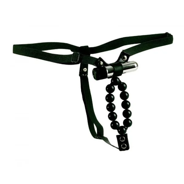 Vibrating Lovers Thong with Stroker Beads