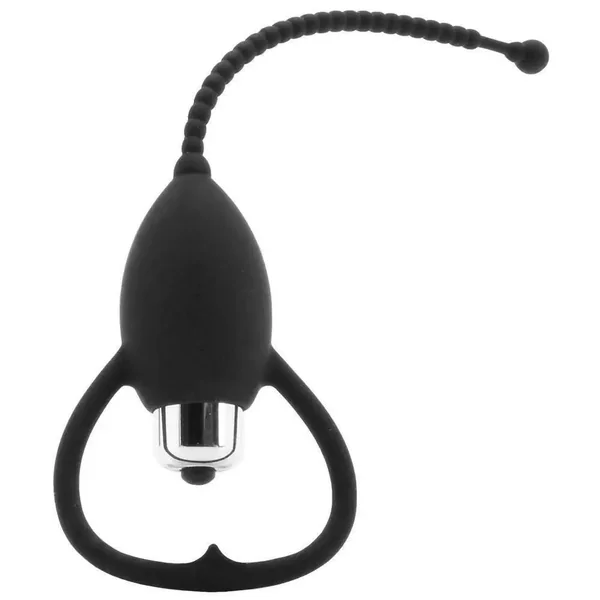 Vibrating Urethra Sex Toy- Urethral Sounding Silicone Vibrating Bullet Plug Black