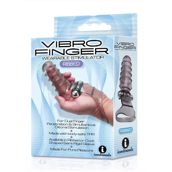 Vibro finger Wearable Stimulator Ribbed Smoke