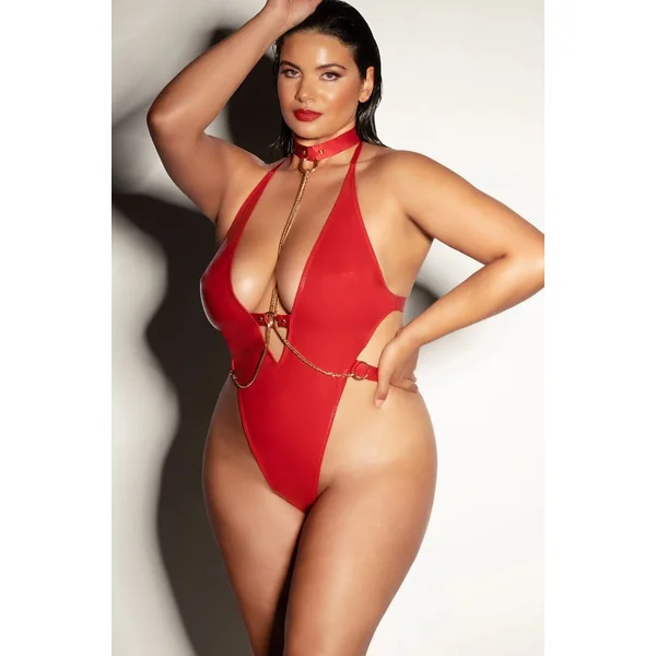 Vinyl Teddy With Removable Chain Harness And Hand Cuff