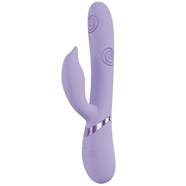 VIVE Pallina Rechargeable Silicone Triple Motor G-Spot VIbrating and Tapping Beads Clit Stimulator – Lavender