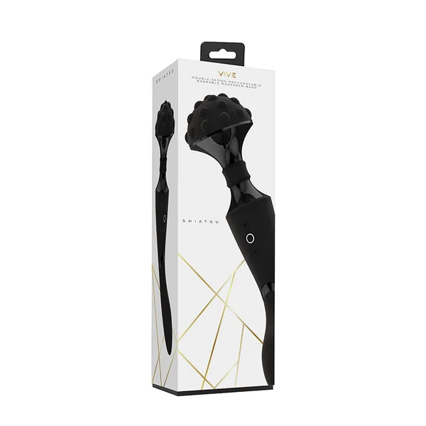 Vive Shiatsu Rechargeable Dual-ended Bendable Silicone Massager Wand Black