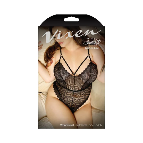Vixen Wanderlust Crotchless Lace Teddy Black Queen
