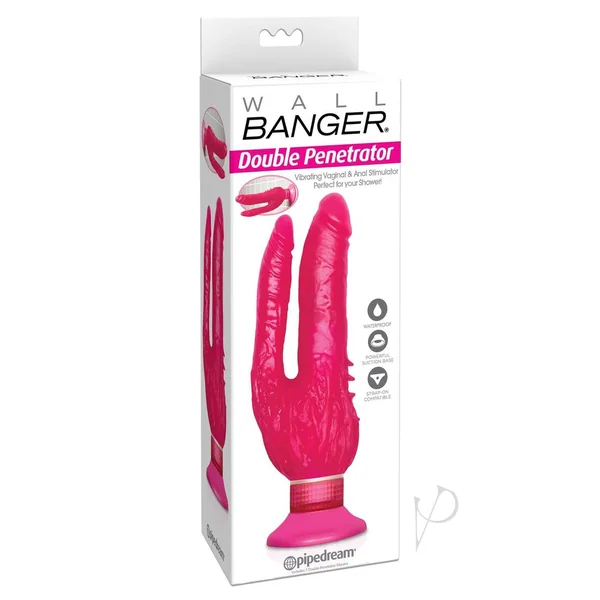 Wall Bangers Double Penetrator Vibrating Dildo 9in - Pink