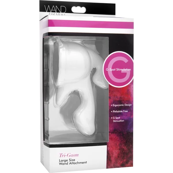 Wand Essentials Tri-Gasm Vibrating Wand Attachment White Large