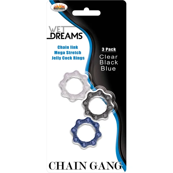 Wet Dreams Chain Gang Cockrings 3 Each Per Pack