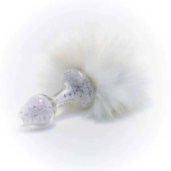 White Magnetic Sparkle Bunny Tail Plug