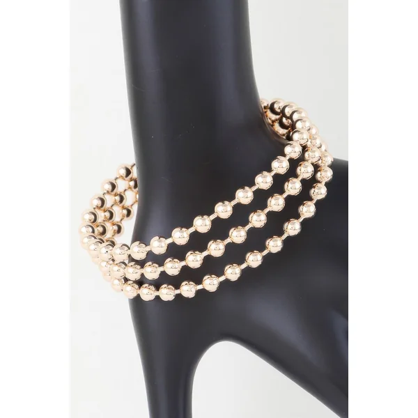 Wide Triple Beaded Cuff Bracelet