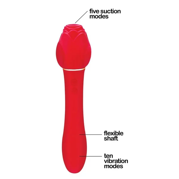 Wild Rose Rechargeable Silicone Suction + Vibrator – Red