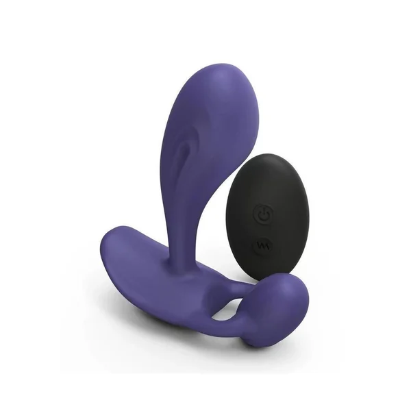 Witty Rechargeable Silicone Vibrator with Clitoral Stimulator – Midnight Indigo