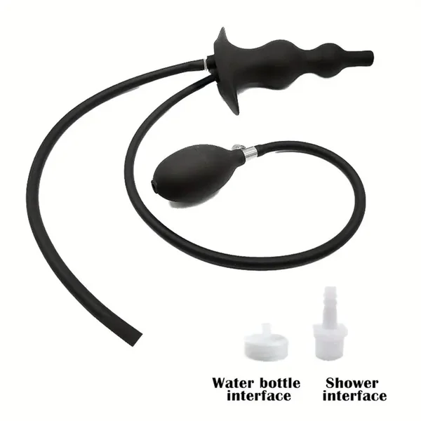 Women Inflatable Anal Plug Anal Beads Butt Plug Enema Cleaning Irrigator