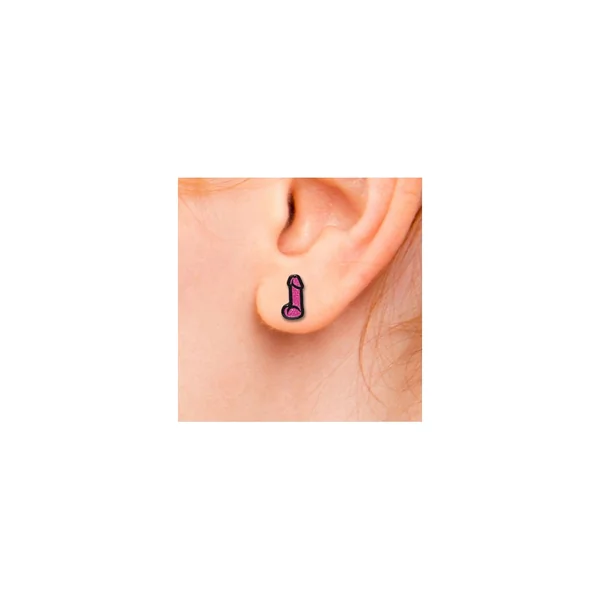 Wood Rocket - Glitter Dildo Earrings - Pink