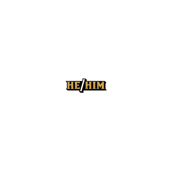 Wood Rocket - He/Him Pronoun Enamel Pin - Gold