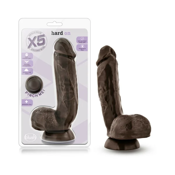 X5 Hard On Realistic 8.5 in. Dildo with Balls Brown