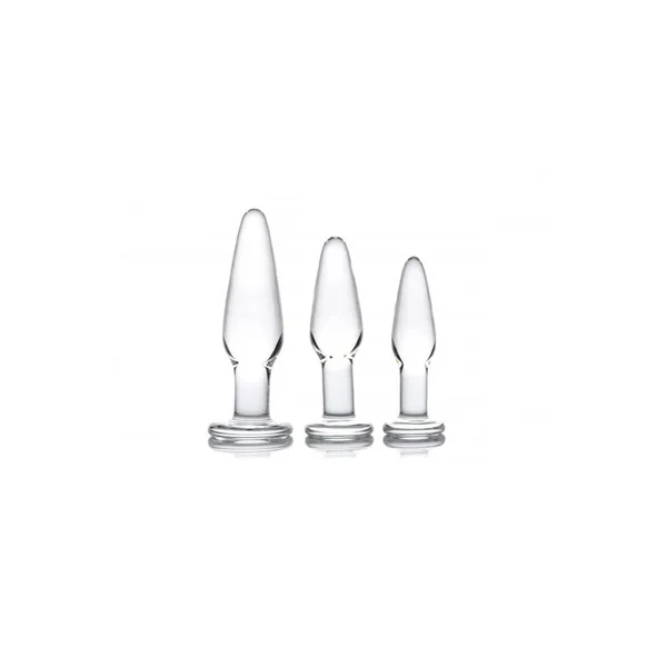 XR Brands - Prisms - Dosha - 3 Piece Glass Anal Plug Kit - Clear