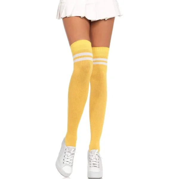 Yellow Ribbed Thigh Highs