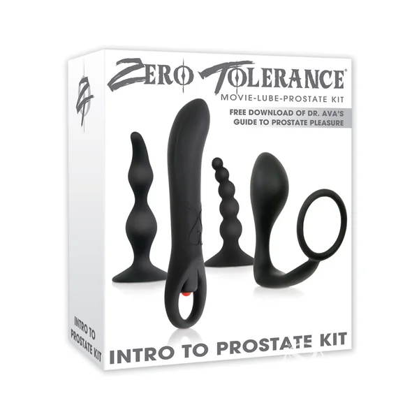 Zero Tolerance Intro to Prostate Silicone with Movie and Lube (4 piece kit) - Black